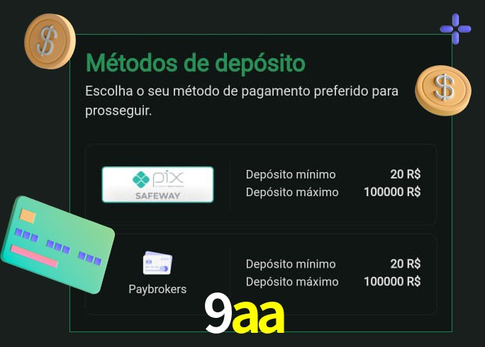 O cassino 9aa oferece uma grande variedade de métodos de pagamento